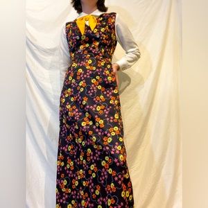 groovy floral dress | S, 70s